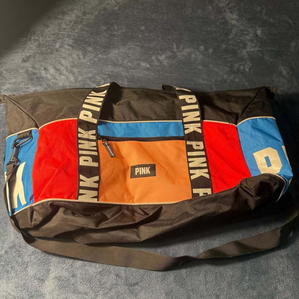 Victoria's Secret PINK Multi-Color Colorblock Large Gym Duffle Bag